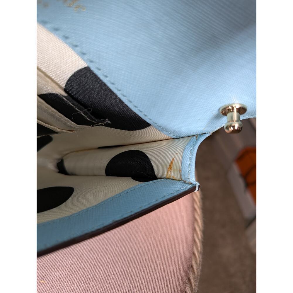 KATE SPADE MONDAY Leather Saffiano Envelope Small Clutch Wallet purse Light Blue - Picture 5 of 9